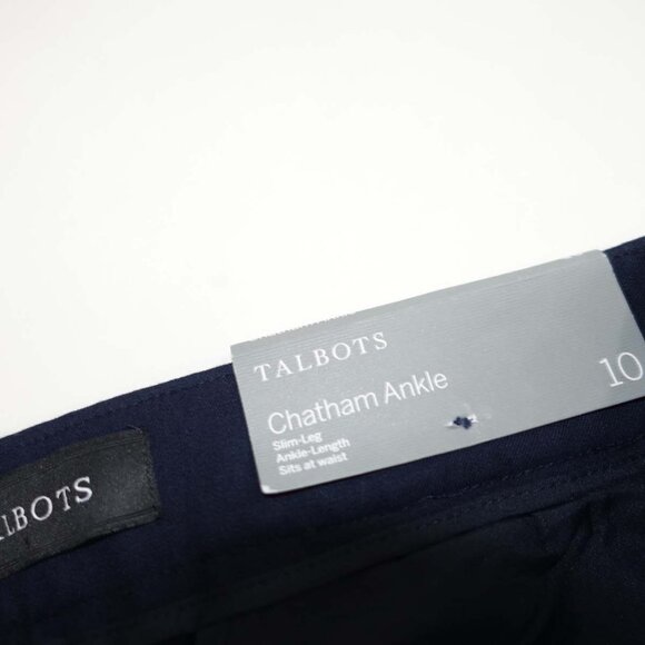 Talbots Women's Chatham Ankle Slim Pants Size 10 NWT Navy Blue High Rise Cotton - Picture 4 of 8